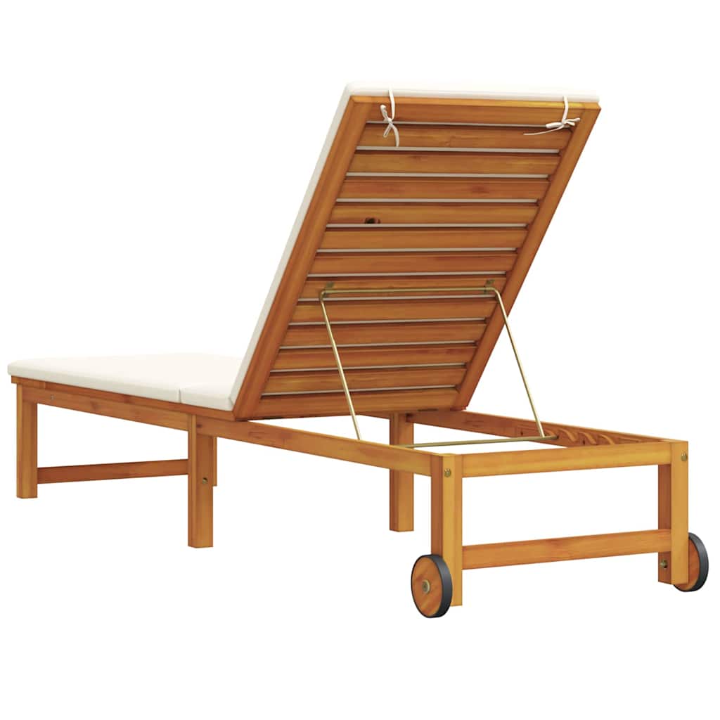 Sun Lounger Reclining Brown 53 x 202 x 89cm Solid Acacia wood